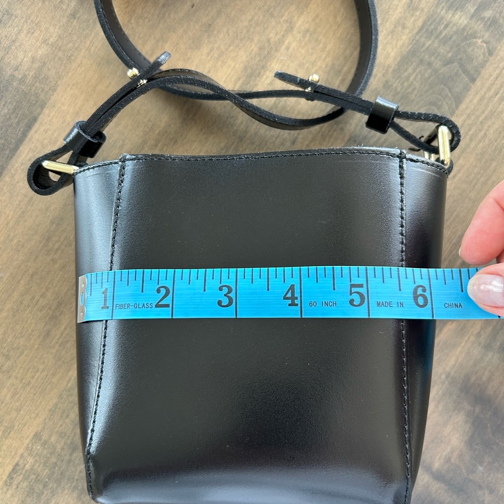 Zara Black Genuine Leather Bucket Bag - Picture 15 of 16
